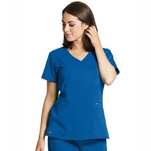 Grey’s Anatomy by Barco Spandex Stretch Kim V-Neck Scrub Top Women’s Small Royal
